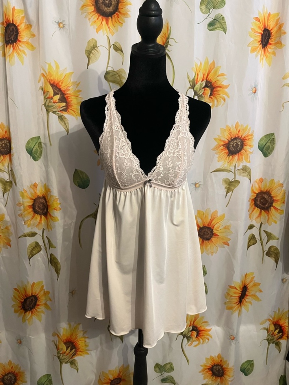 sophie b. Ivory Lace-Trim Satin Chemise Nightie